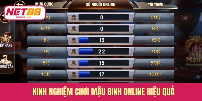 Kinh nghiệm chơi mậu binh online hiệu quả